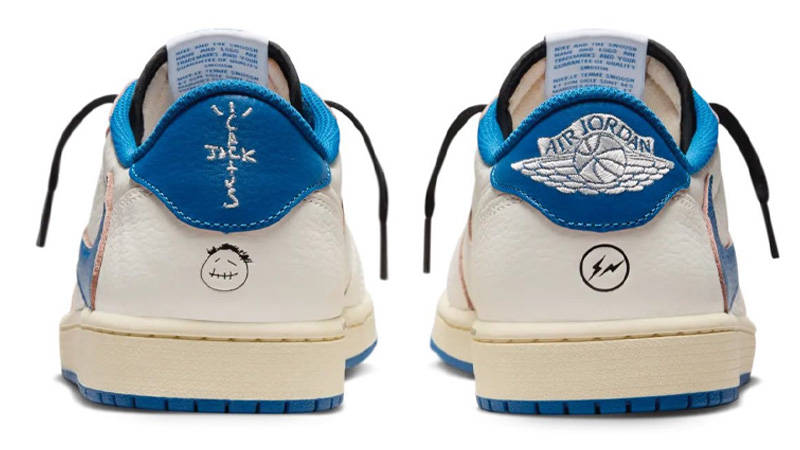Travis Scott x fragment design x Air Jordan 1 Low OG White Blue Back