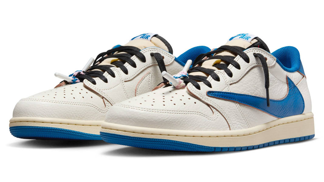 Travis Scott x fragment design x Air Jordan 1 Low OG White Blue Front