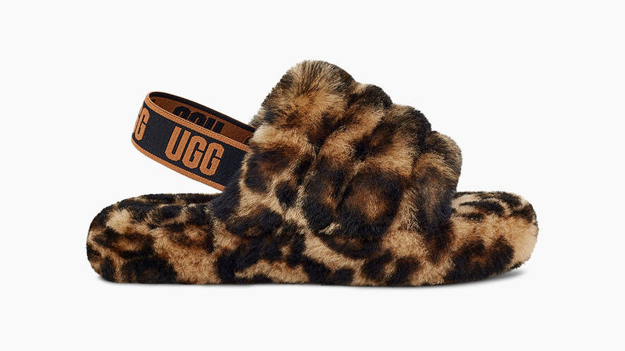 UGG Fluff Yeah Panther Print Slide Butterscotch