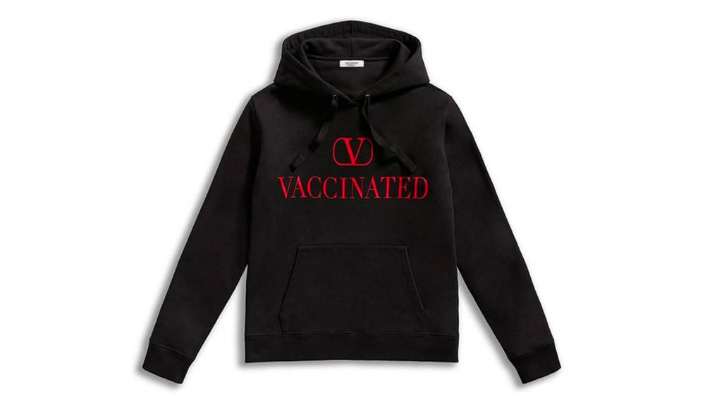 Image via Valentino Flex Those Antibodies With Valentino's "VACCINATED" Hoodies