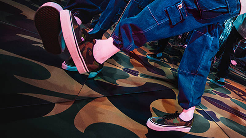 A Bathing Ape x Vans Authentic 44 DX Camo on foot