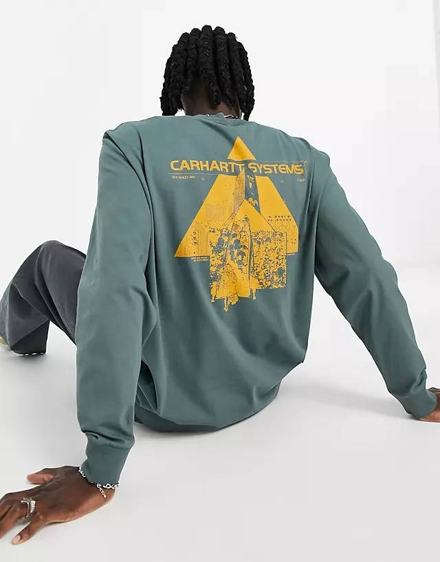 Carhartt WIP Pyramid Long Sleeve Top Green Back