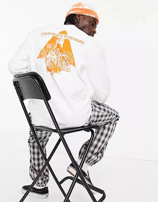 Carhartt WIP Pyramid Long Sleeve Top White Back