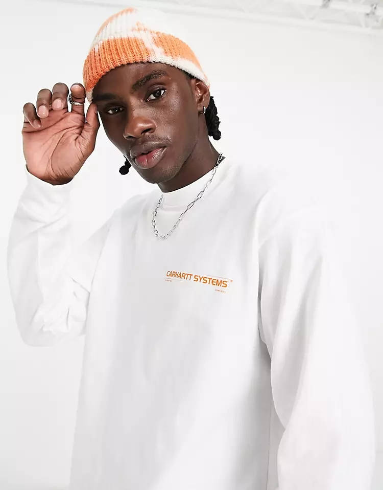 Carhartt WIP Pyramid Long Sleeve Top White Detail