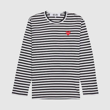 COMME des GARCONS Play Striped Small Chest Logo T-Shirt