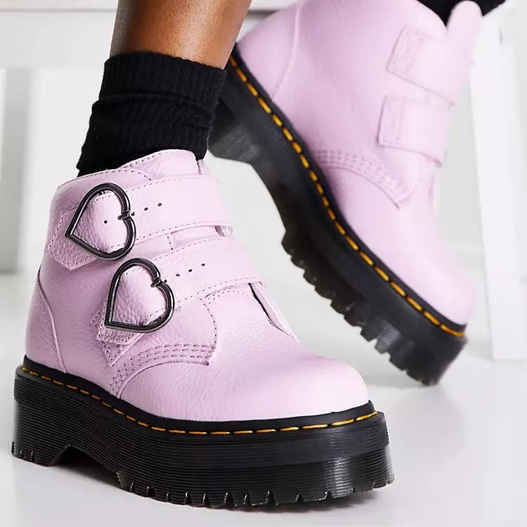 Dr Martens Devon Heart Boots Lavender
