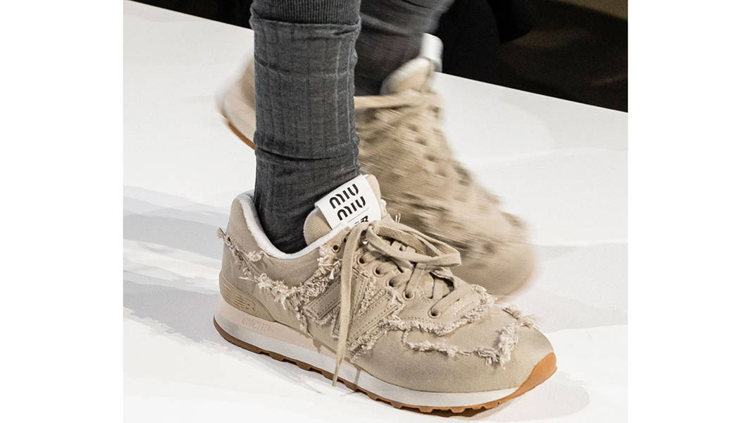 Miu Miu x New Balance 574 Tan Side