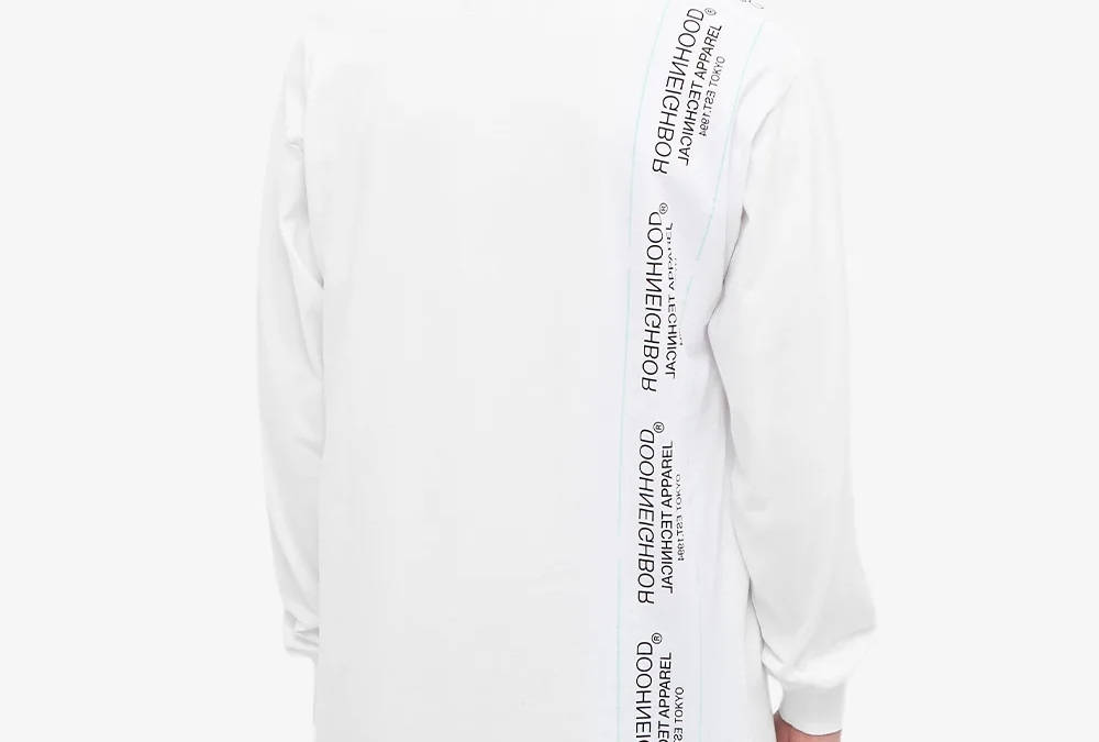 Neighborhood Long Sleeve Sign Tape Detail T-Shirt - White 