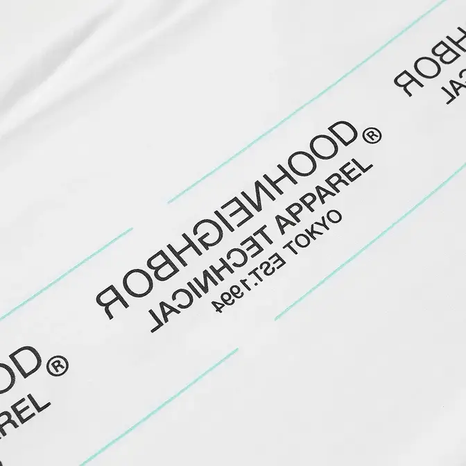 Neighborhood Long Sleeve Sign Tape Detail T-Shirt White Detail