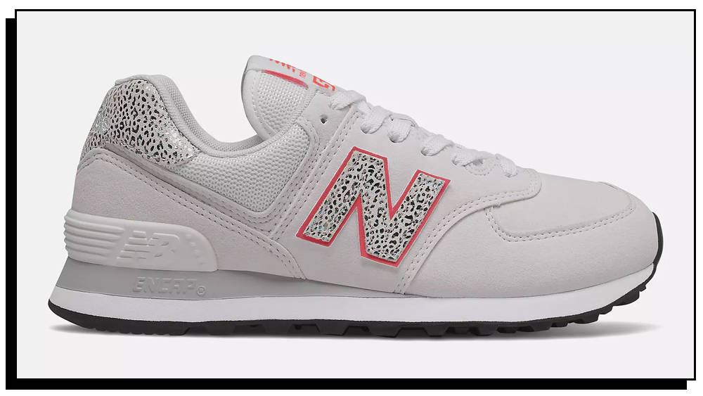 New Balance 574 White Vivid Coral