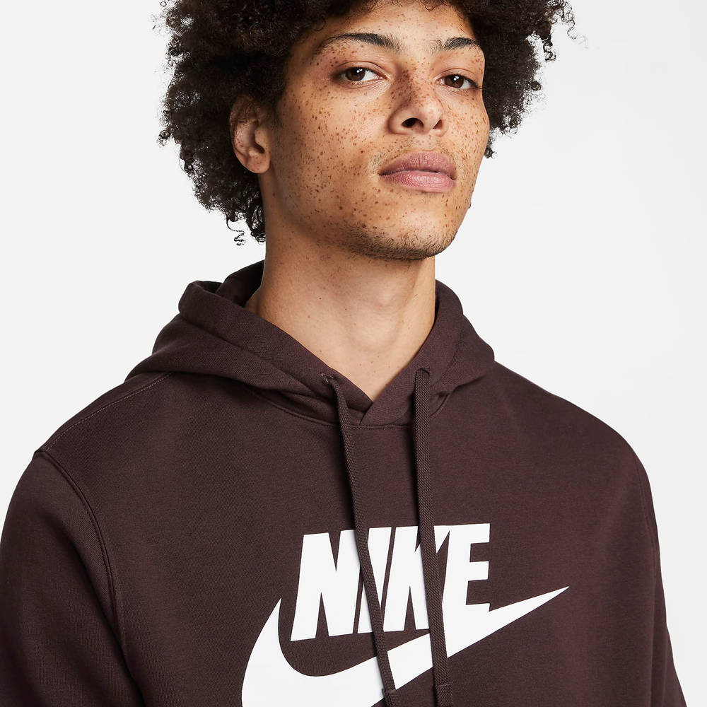 Nike Sportswear Club Fleece Graphic Pullover Hoodie - Brown Basalt ...