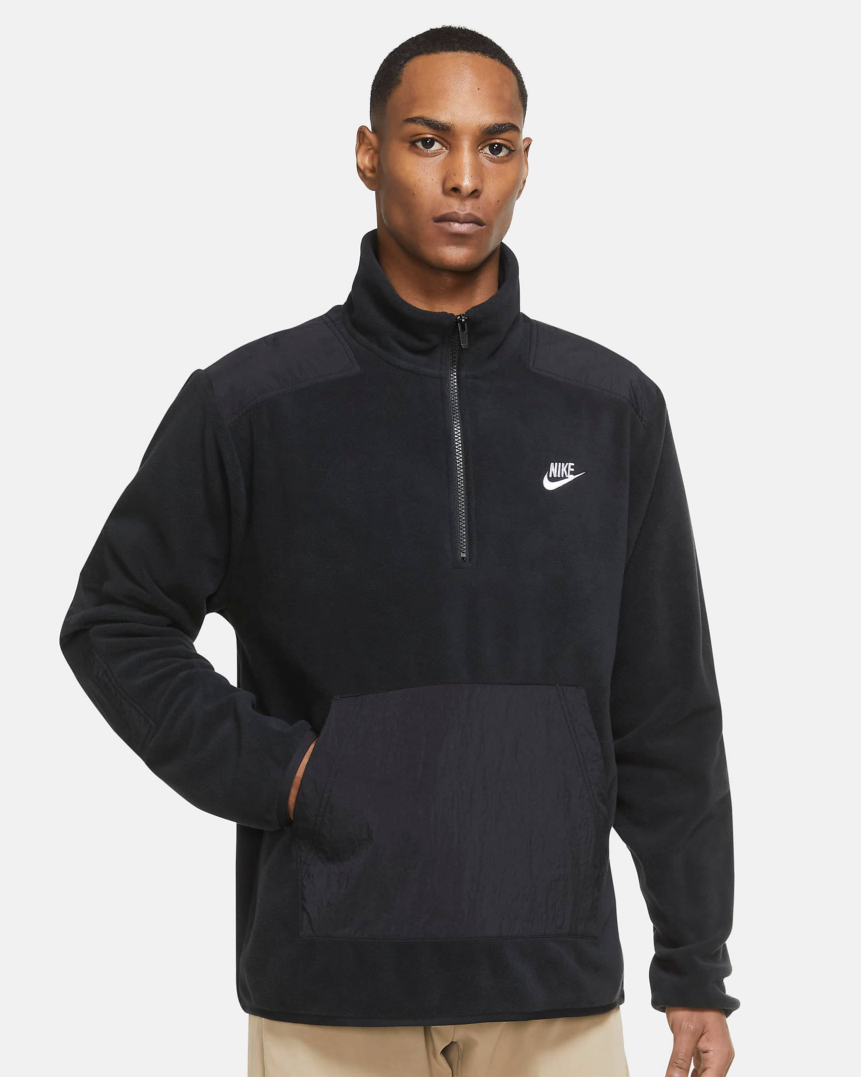 Nike Sportswear Style Essentials+ Fleece Half Zip Top - Black | The ...