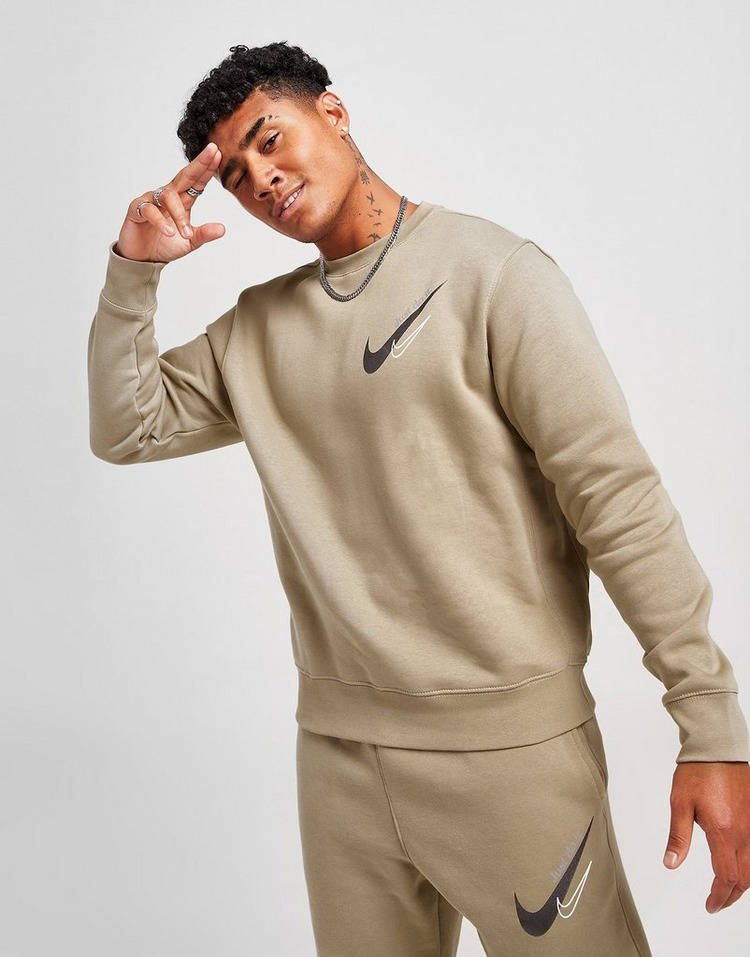Nike Swoosh Fleece Crew Sweatshirt Brown