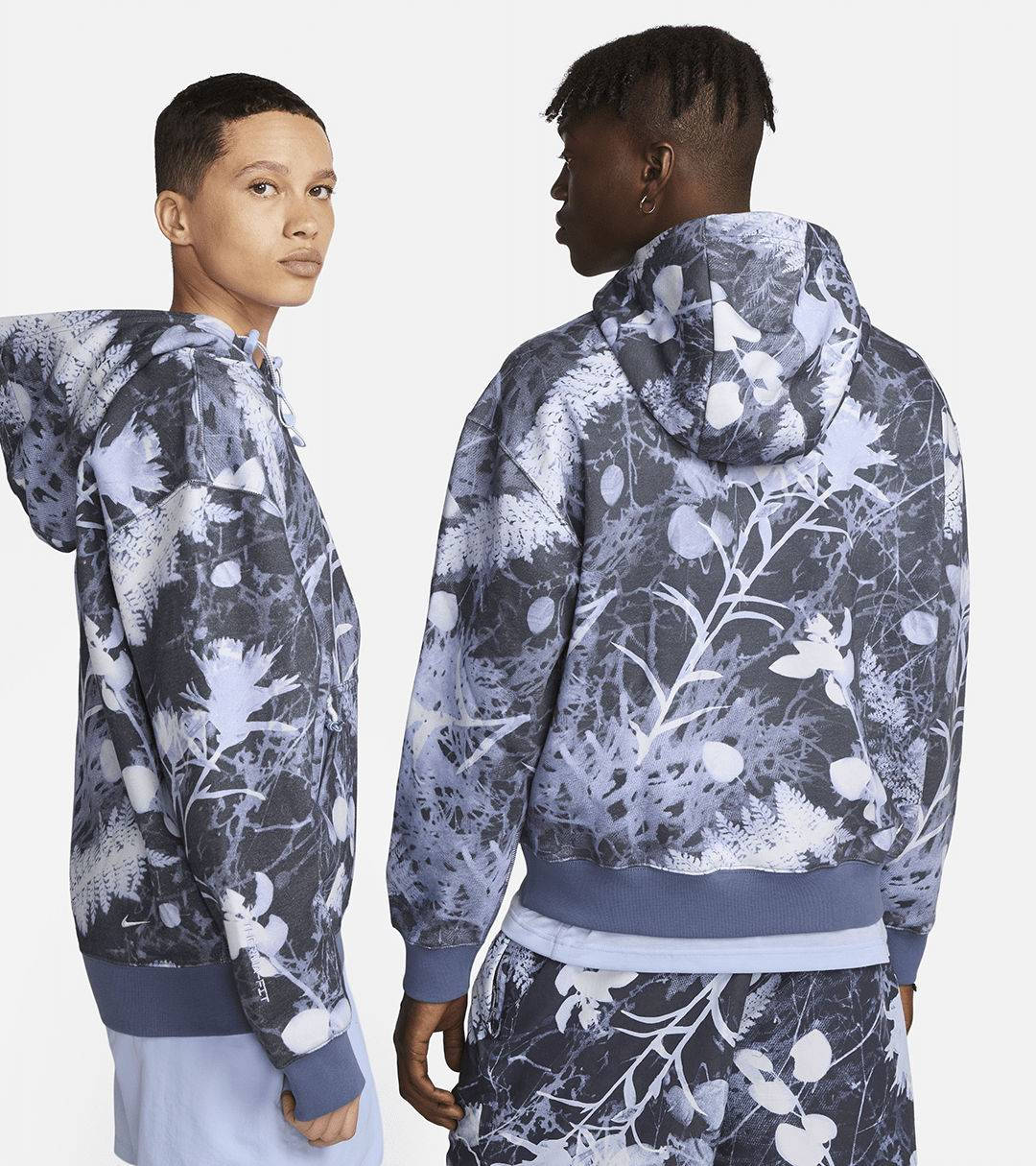 ACG Therma-FIT Fleece All-Over Print Hoodie Grey Backside Full