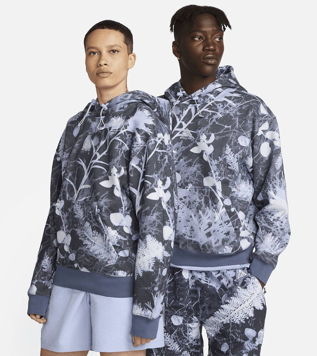 ACG Therma-FIT Fleece All-Over Print Hoodie Grey Front