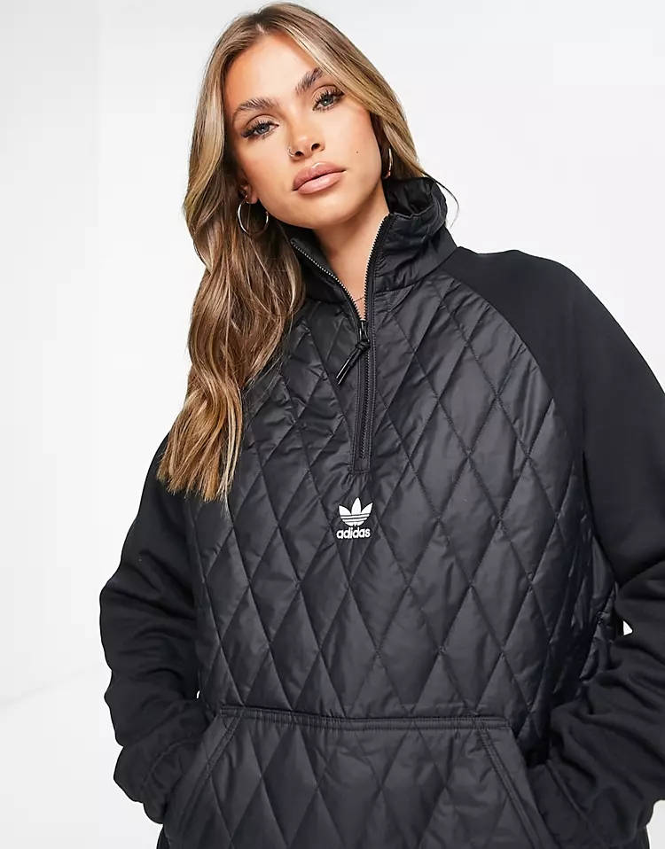 adidas Half Zip Quilted Boyfriend Track Top
