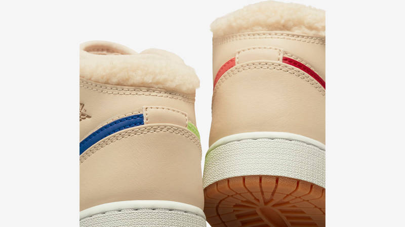 Air Jordan 1 Mid GS Pearl White Racer Blue Closeup