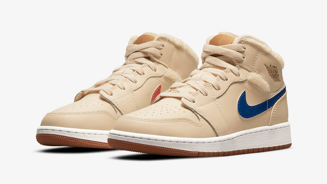 Air Jordan 1 Mid GS Pearl White Racer Blue Front