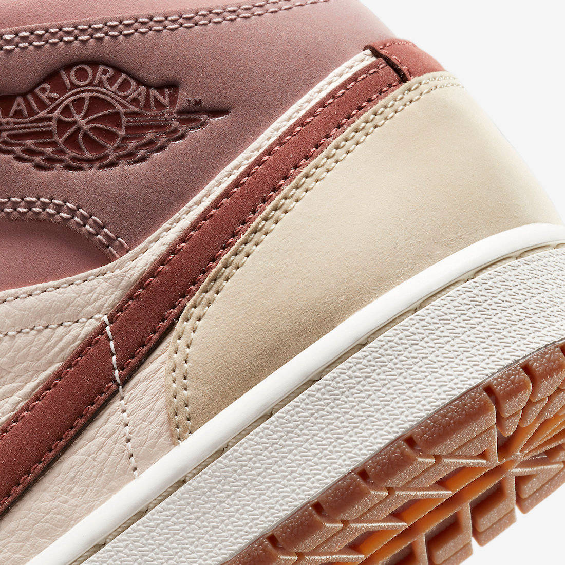Air Jordan 1 Mid Pink Brown heel