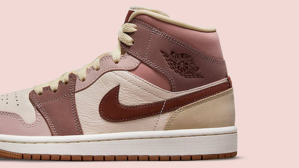 Air Jordan 1 Mid Pink Brown side Air Jordan 1 Mid Pink Brown side