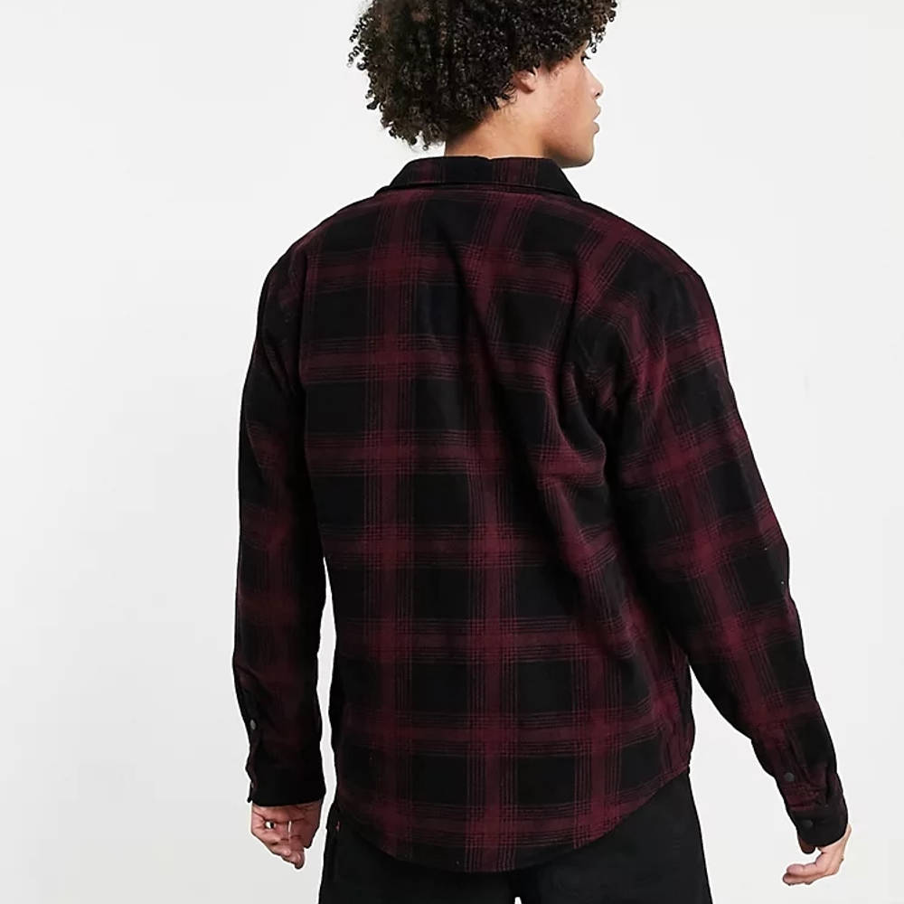 Carhartt WIP Dustin Fleece Lined Check Overshirt Red Back