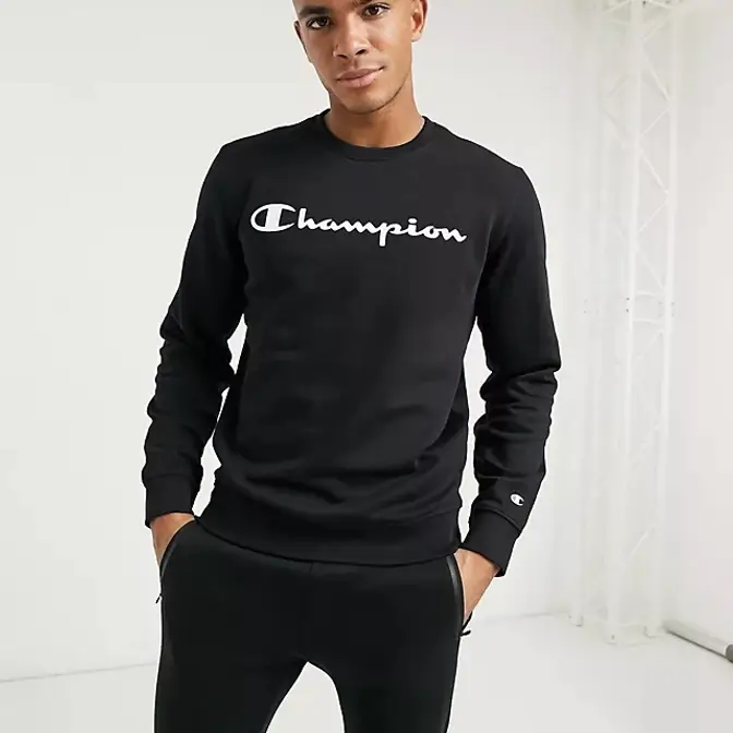 Champion Large Logo Sweatshirt Black Front