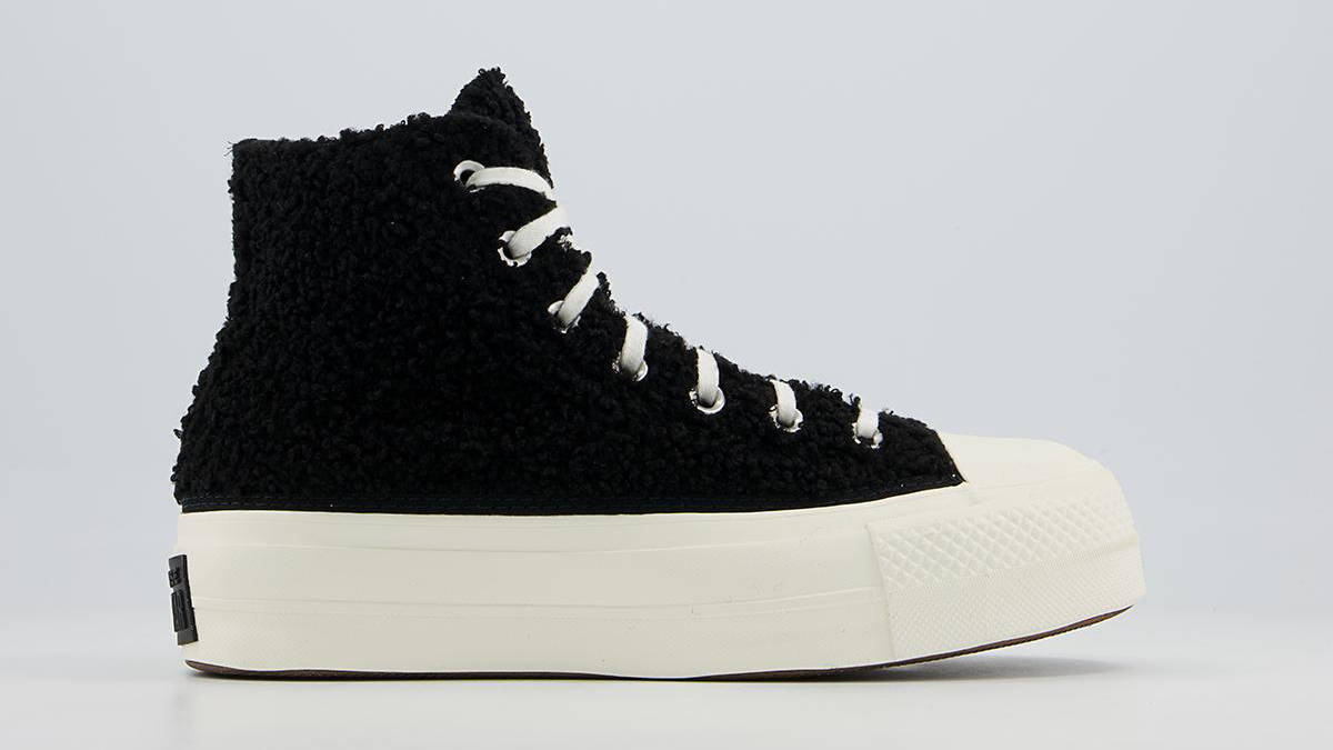 Converse All Star Lift Hi Trainers Sherpa Black White