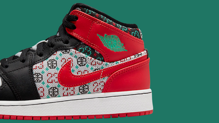 The Air Jordan 1 Mid GS “Holiday” Gets Wrapped Up in a Festive Pattern The Air Jordan 1 Mid GS “Holiday” Gets Wrapped Up in a Festive Pattern