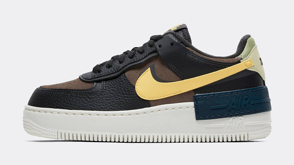 Nike Air Force 1 Shadow Black Saturn Gold