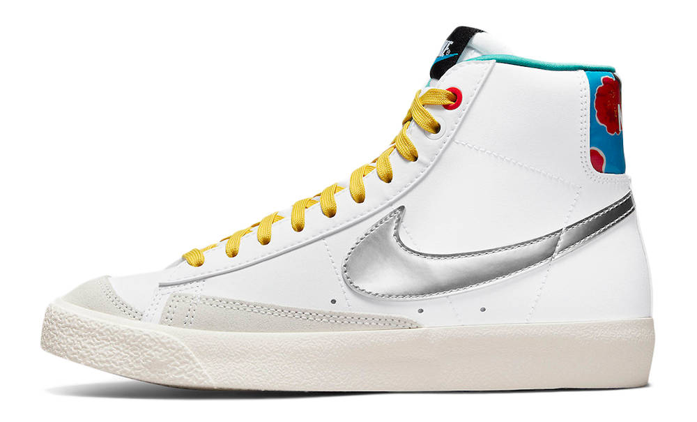 Nike Blazer Mid GS White Silver Floral