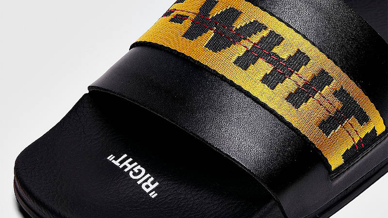 Off-White Industrial Slider Black Yellow Closeup