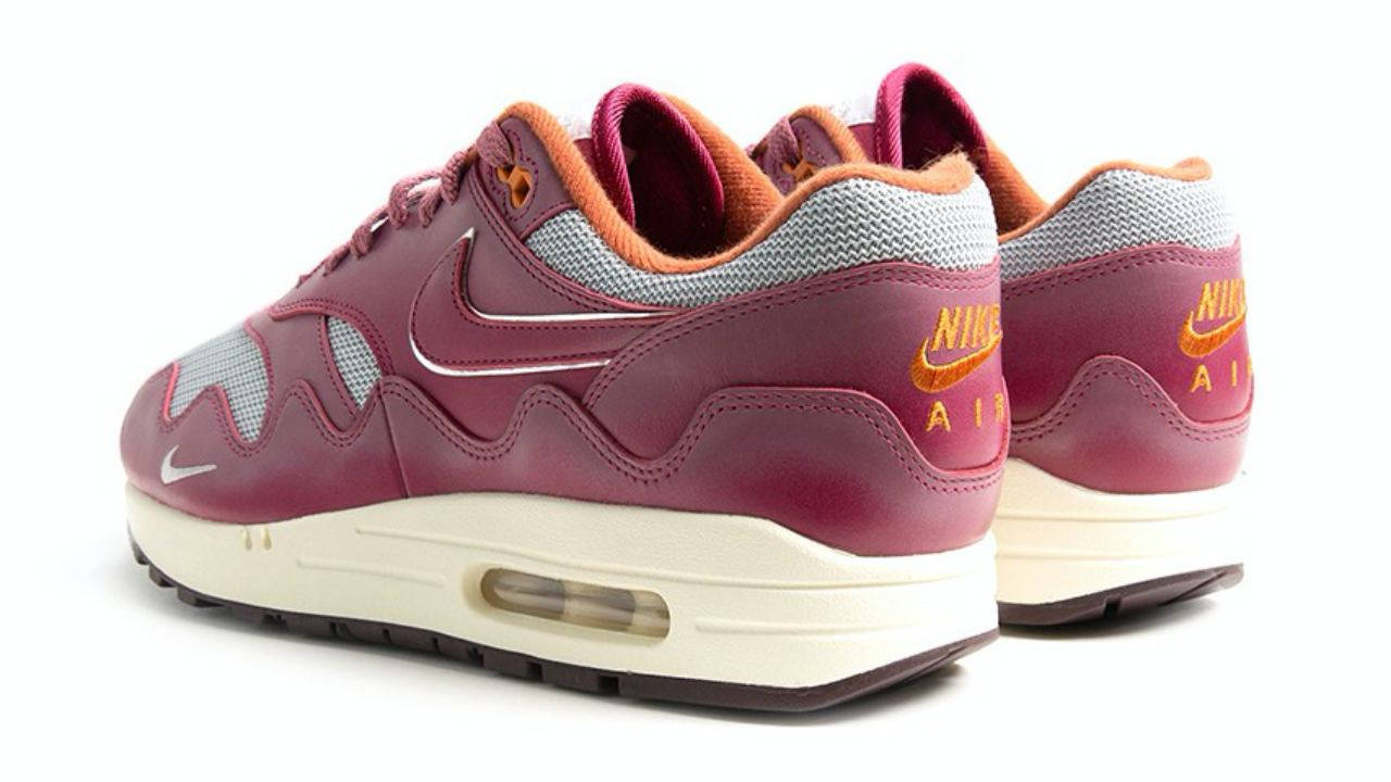 patta x nike air max 1 rush maroon 5