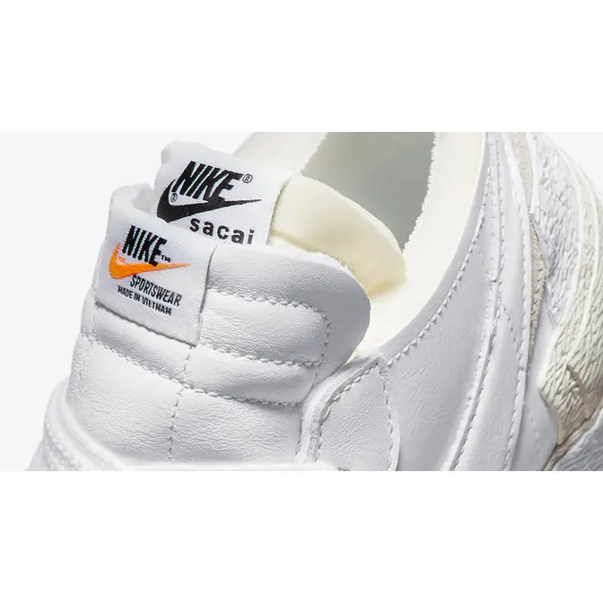 sacai x love Nike Blazer Low White Grey DM6443-100 Detail