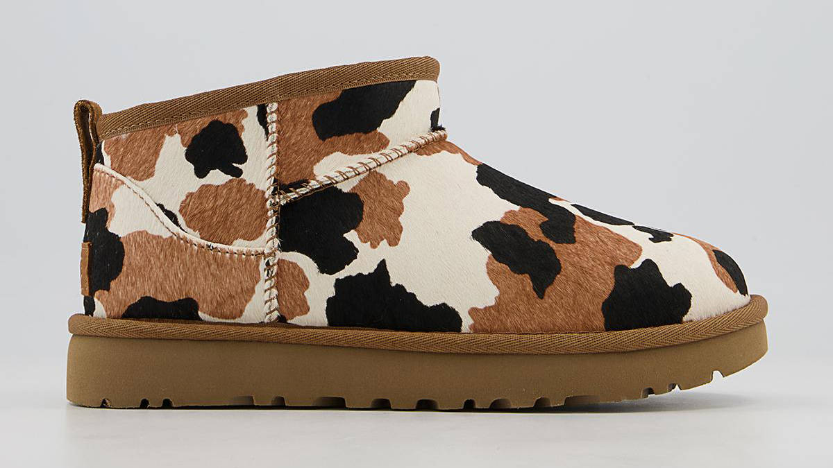 UGG Classic Ultra Mini Cow Print Boots Chestnut