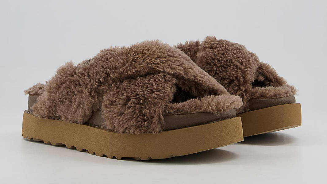UGG Fuzz Sugar Cross Slide Hickory