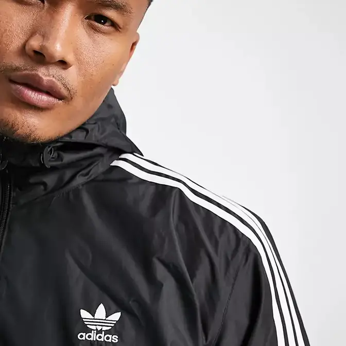 Adidas 3 stripe windbreaker on sale