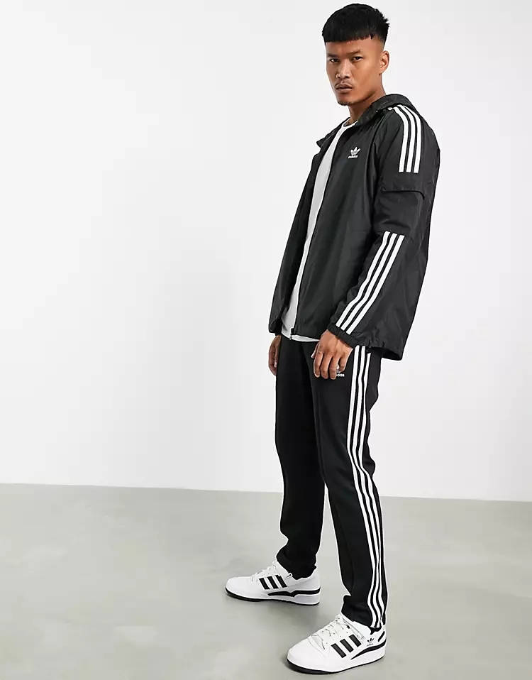 adidas Adicolor 3-Stripes Windbreaker Black Full
