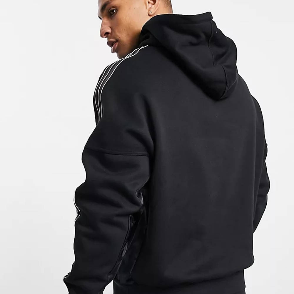 adidas SPRT Satin Panelled Hoodie - Black | The Sole Supplier
