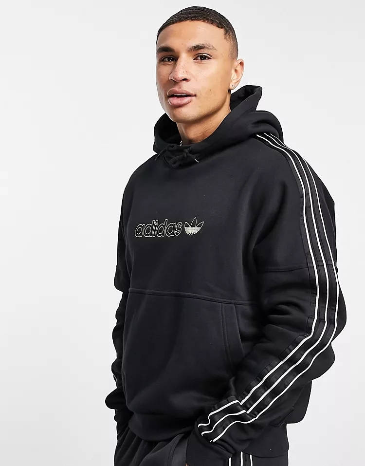 adidas SPRT Satin Panelled Hoodie - Black | The Sole Supplier