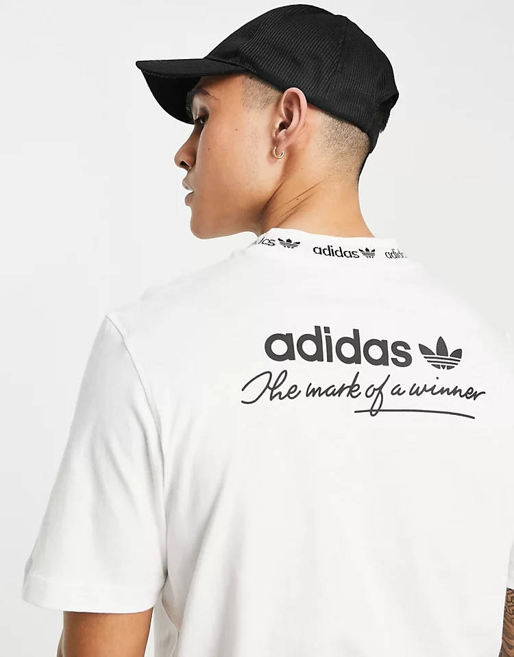 adidas Trefoil Linear Ribbed T-Shirt White Detail