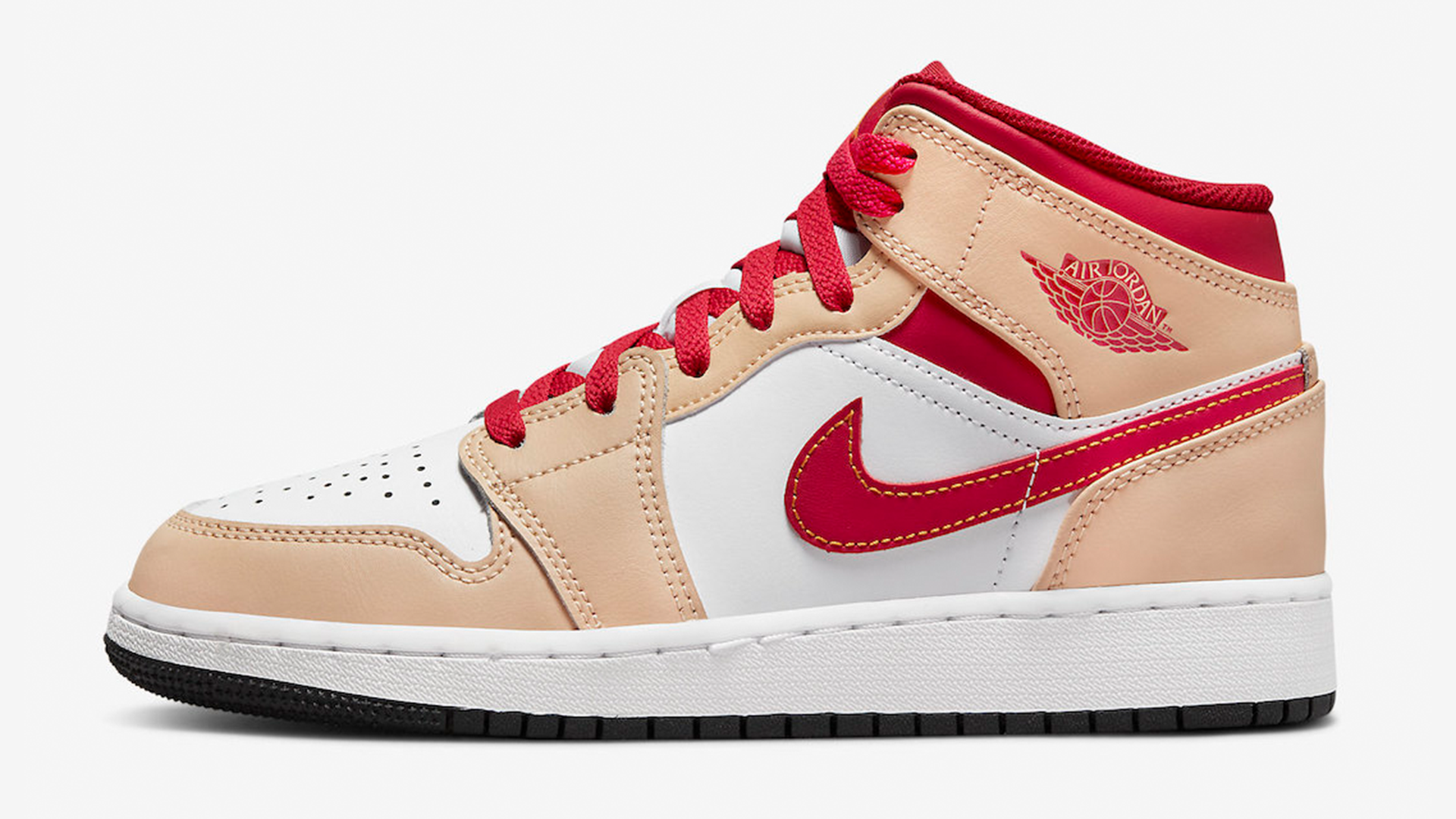 Air Jordan 1 Mid GS Beige Red