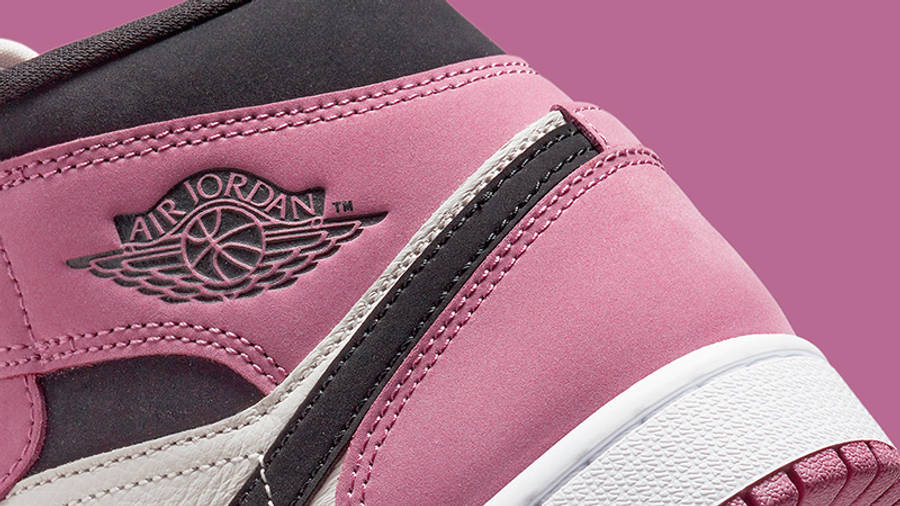 Air Jordan 1 Mid Berry Pink White Black Detail