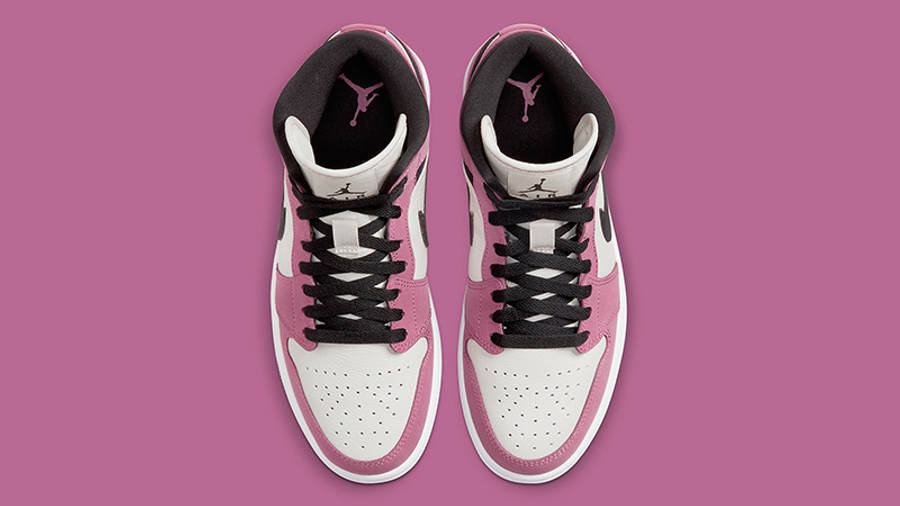 Air Jordan 1 Mid Berry Pink White Black Top
