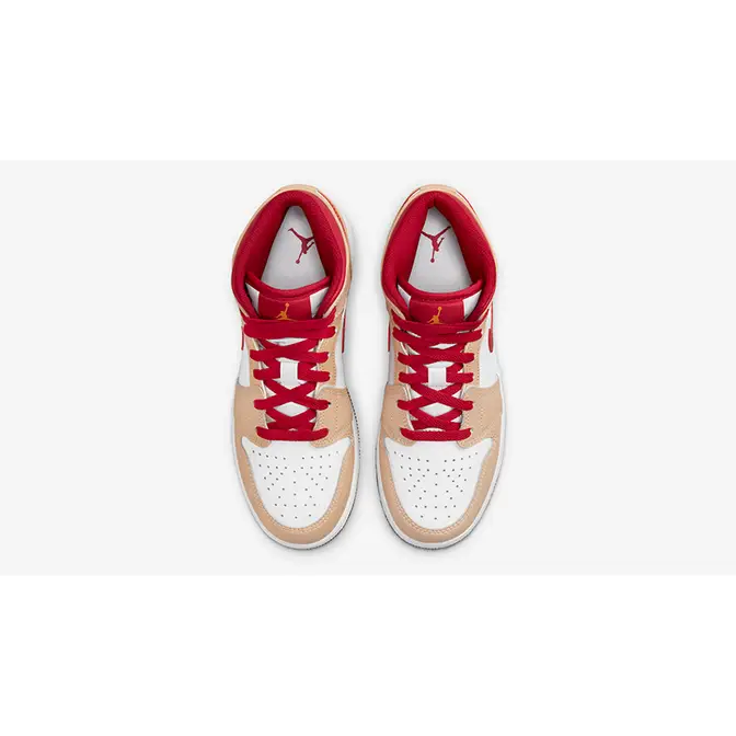 Air Jordan 1 Mid GS Beige Red | Where To Buy | 554725-201 | The Sole ...