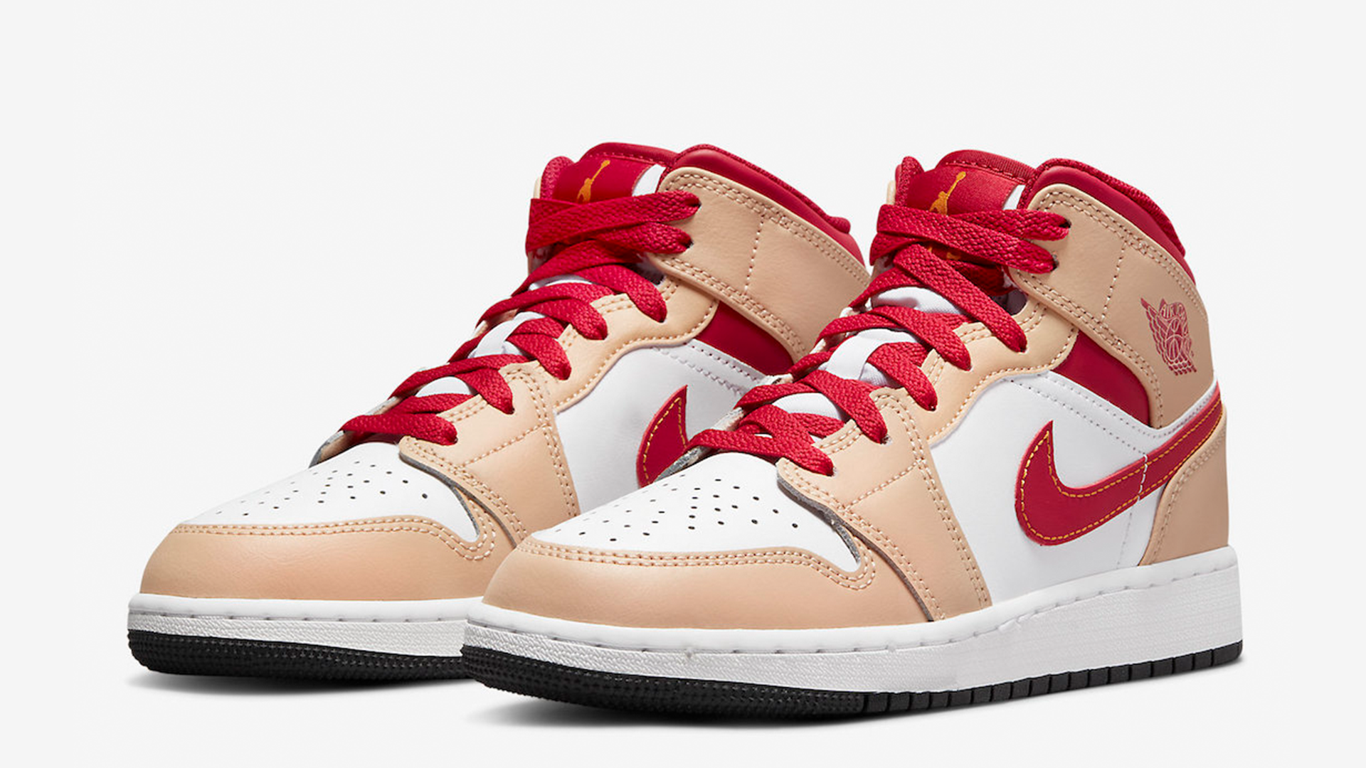 Air Jordan 1 Mid GS Beige Red