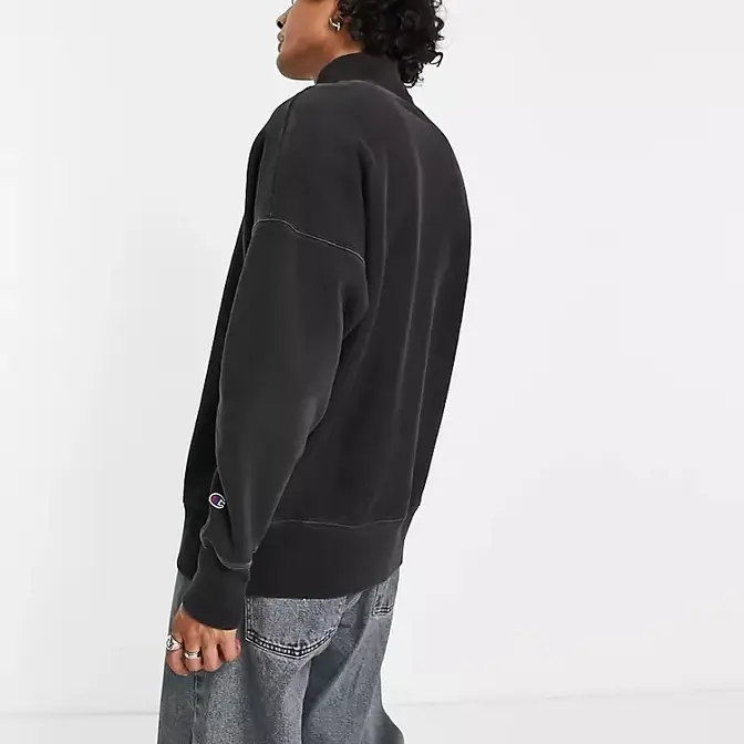 Champion Reverse Weave High Neck Logo Sweatshirt Black Back