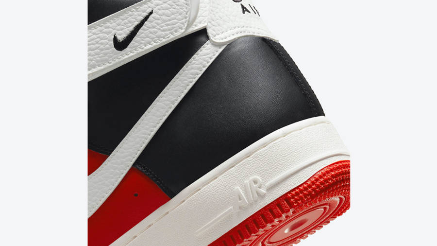 NBA x Nike Air Force 1 High Black Chile Red Closeup
