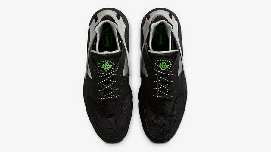 Nike Air Huarache Black Grey Neon Green DR0141-001 Top