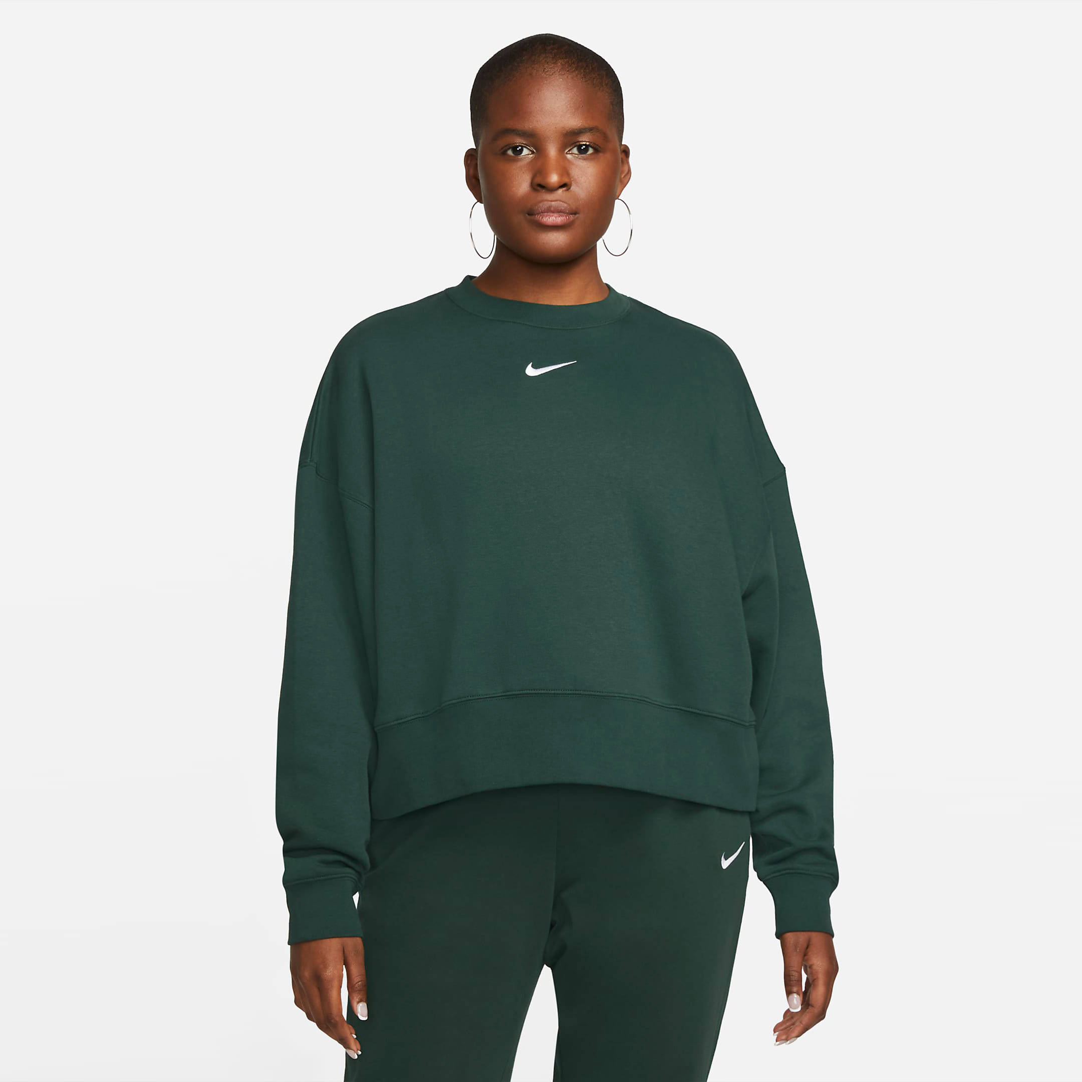 Nike Sportswear Collection Essentials Oversized Fleece Crew Sweatshirt Green