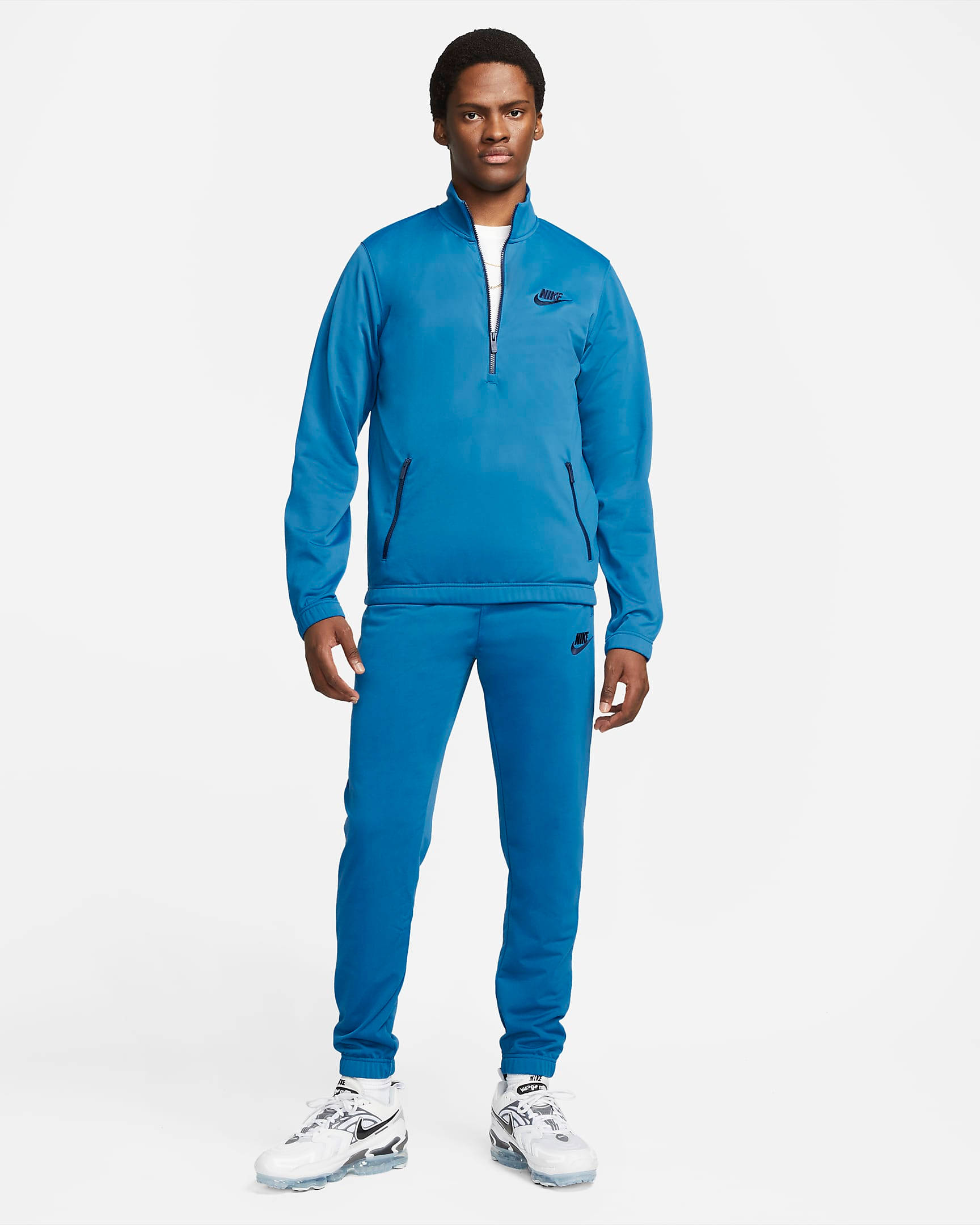 Nike Sportswear Sport Essentials Poly-Knit Tracksuit - Dark Marina Blue ...
